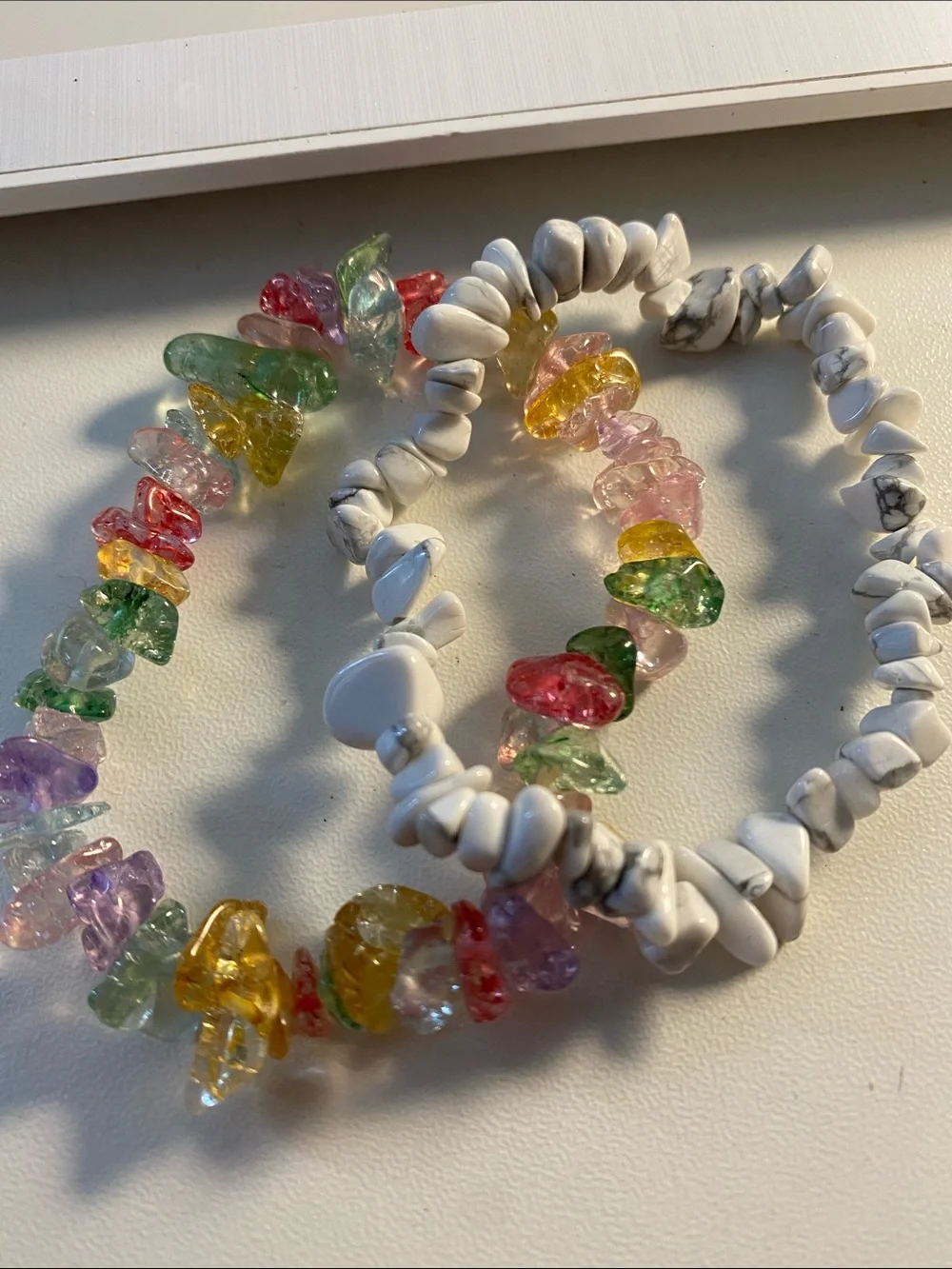 Kids Multicolor Beaded Stretch Bracelets with White Howlite Chips